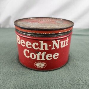 Vintage Beech-Nut Coffee Vacuum-Packed Tin Can Red Retro Kitchen Decor 1 lb